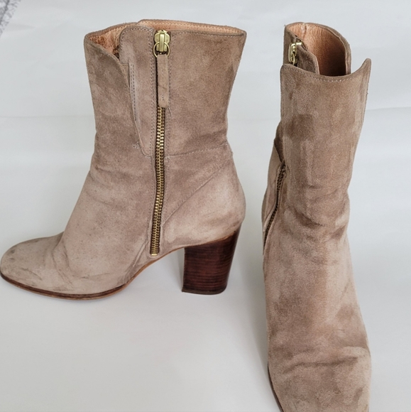 FREE PEOPLE Tan Suede Block Heel Boots - Picture 14 of 14